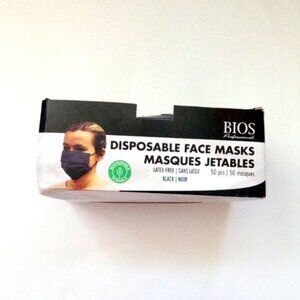 Bios Professional Non-Medical Disposable  Face Masks Black 50 Count